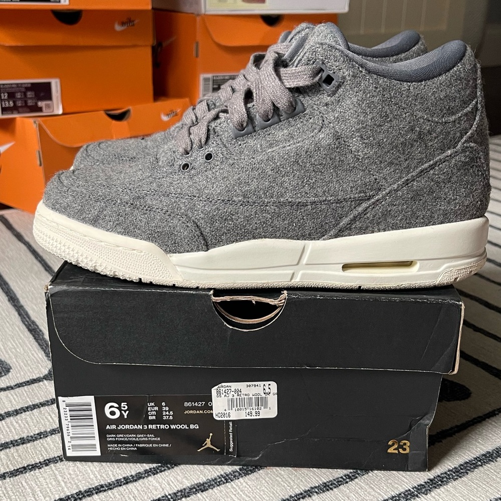Jordan 3 wool mens 6.5 womens 8 condition 9.9/10